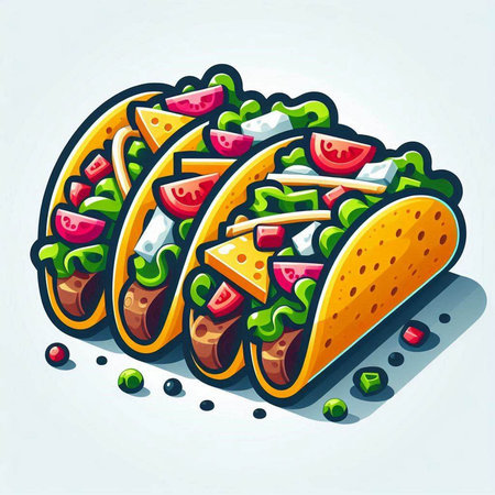 Illustration of tacos on a white background. Vector illustration of tacos.の写真素材
