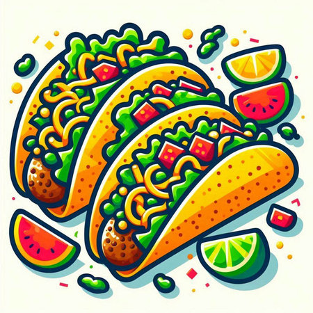 Mexican tacos isolated on white background. Vector illustration. Eps 10の写真素材