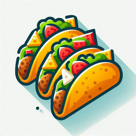 Taco vector icon. Mexican fast food. Vector illustration of tacos.の写真素材