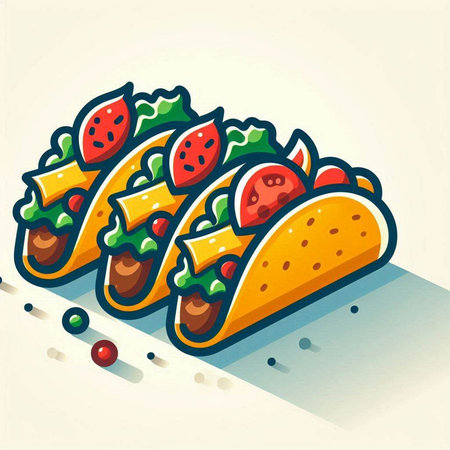 Mexican tacos vector illustration. Traditional mexican fast food icon.の写真素材