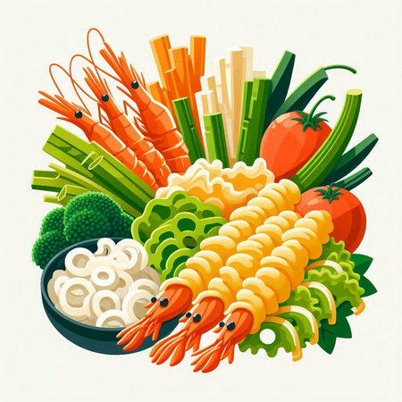 Vector illustration of a set of different kinds of vegetables and fruits.の写真素材