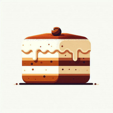 Tiramisu cake, vector illustration. Can be used as a greeting cardの写真素材