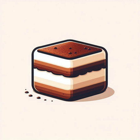 Tiramisu cake, italian dessert. Vector illustration.