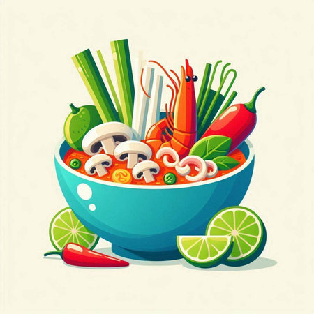 Vegetable salad in a bowl. Vector illustration in cartoon style.