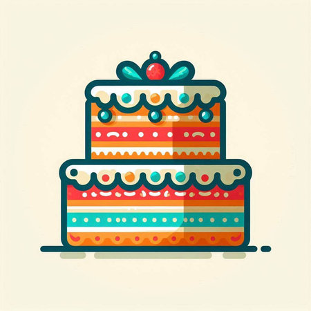 Birthday cake icon in flat style. Vector illustration for your designの写真素材