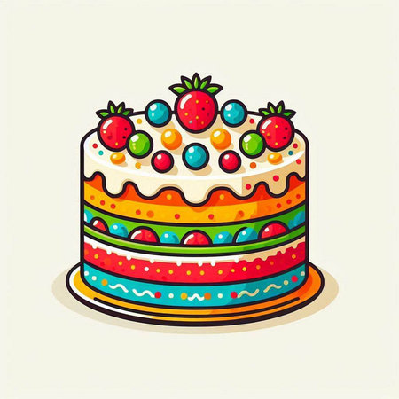 Cake with berries. Vector illustration of a cake with berries.