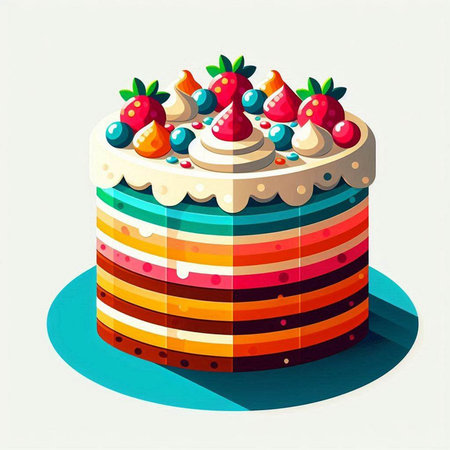 Birthday cake vector illustration. Cake icon isolated on white background.