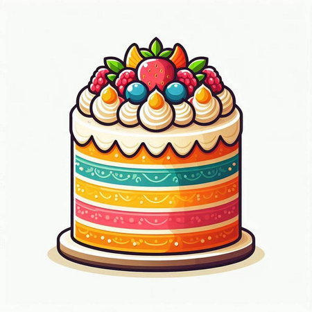 Cake with berries. Vector illustration of a cake with berries.