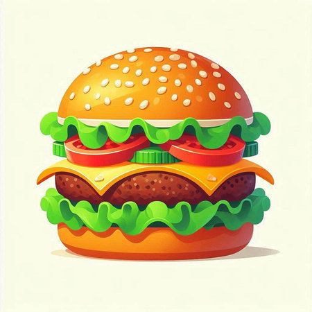 Hamburger on white background. Vector illustration of fast food.の写真素材