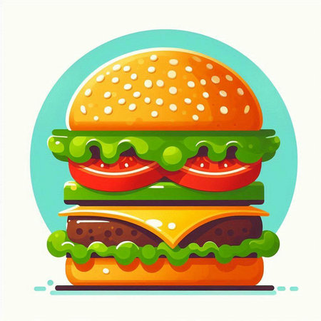 Hamburger in flat style. Vector illustration of hamburger.の写真素材