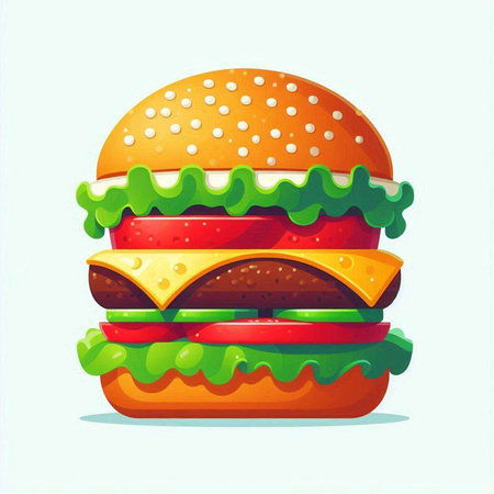 Hamburger on a white background. Vector illustration of fast food.の写真素材