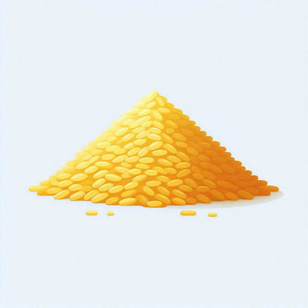 Illustration of a pile of yellow lentils on a white backgroundの写真素材