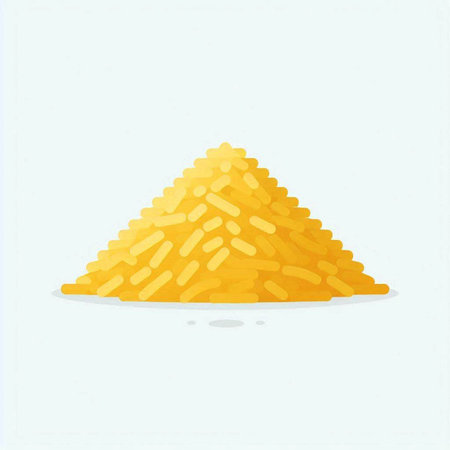 Illustration of a pile of yellow rice on a white background.の写真素材