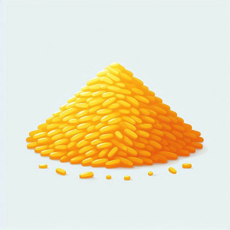 Illustration of a pile of yellow lentils on a white backgroundの写真素材