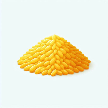 Pile of yellow rice isolated on white background. Vector illustration.の写真素材
