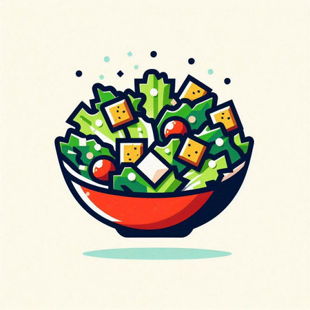 Salad in a bowl. Vector illustration of a salad in a bowl.の写真素材