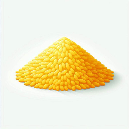 Illustration of a pile of yellow rice on a white background.の写真素材