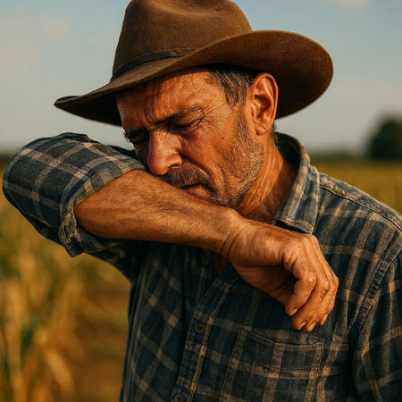 Portrait of a senior farmer in a wheat field. Close-up.