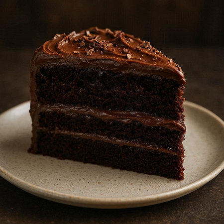 Chocolate cake with chocolate glaze on dark background, selective focus