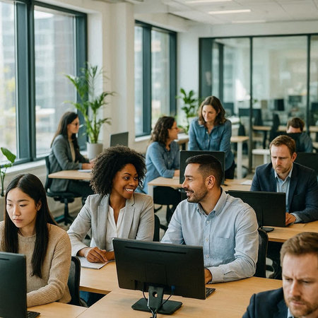 selective focus of multiethnic businesspeople working on computers in office