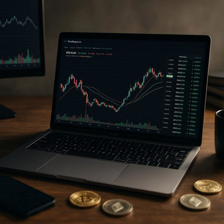Stock Exchange Trading Forex Investment Concept. Financial Graph on Laptop Screen