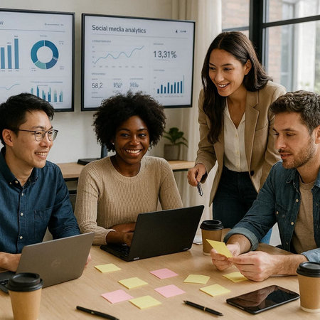 Group of diverse business people working together in the office. Multiethnic corporate business team...