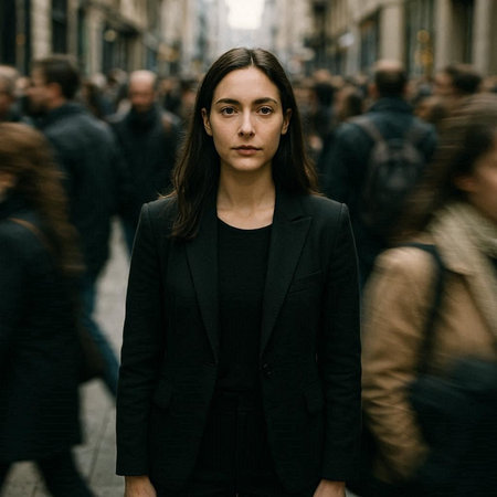 People gather outside Gucci fashion show building for Milan Women's Fashion Week in Milan.