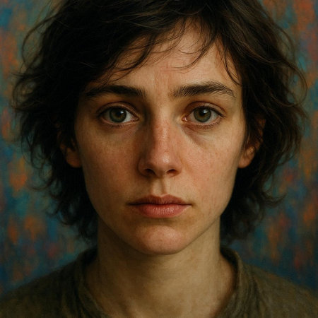 Portrait of a young woman with freckles on her face