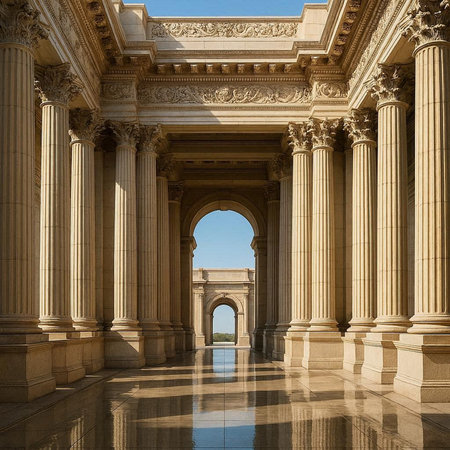 Architectural detail of the Lincoln Memorial in Washington DC, USA.