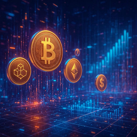 Bitcoin and Ethereum Cryptocurrency. Crypto currency background. 3D illustration