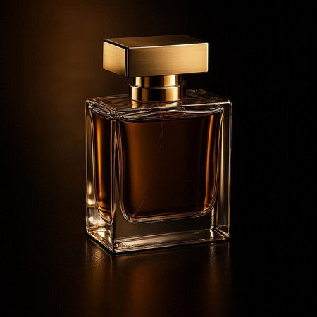 Perfume bottle on a black background. 3d illustration.