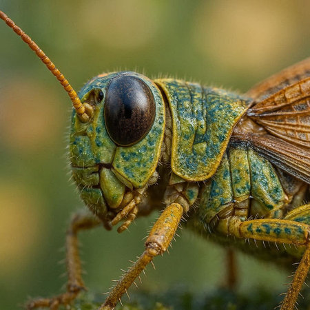 Close-up of a grasshopper (Tettigonia viridissima)