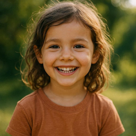 Portrait of a cute little girl smiling and looking at the camera