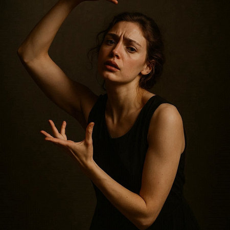 Portrait of a beautiful woman in a black dress on a dark background