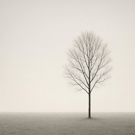 Tree in the meadow on a white background with space for text