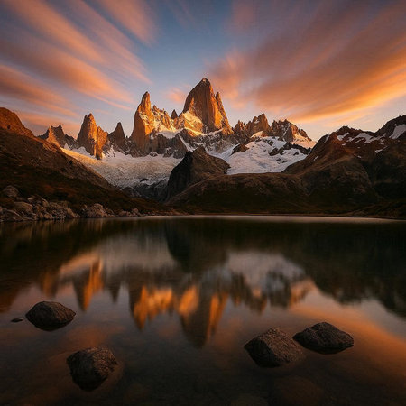 Beautiful sunrise at Fitz Roy, Patagonia, Argentina.