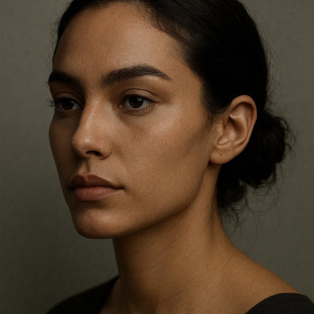 Portrait of a beautiful young woman with natural make-up.の写真素材