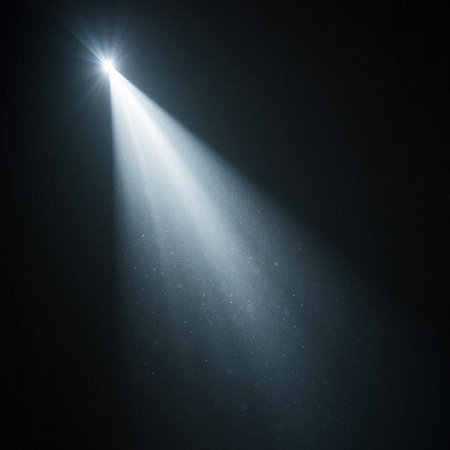 abstract scene with rays of light and smoke on a dark background