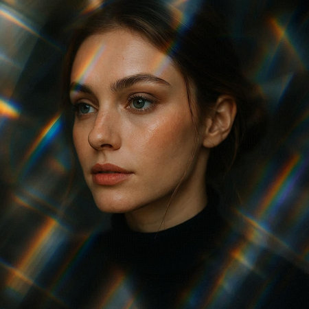 Portrait of a beautiful young woman with freckles on her face
