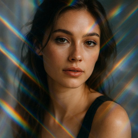 Portrait of a beautiful young brunette woman. Studio shot.
