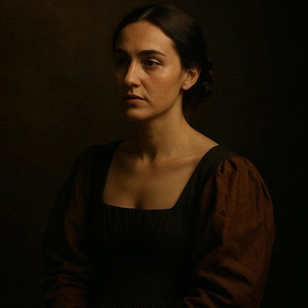 Portrait of a beautiful brunette woman on a dark background.