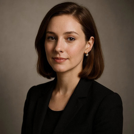 Portrait of a young beautiful businesswoman on a gray background.