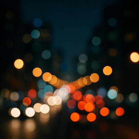 abstract background with bokeh defocused lights and shadow on street
