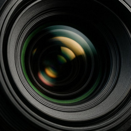 close up of a camera lens, shallow depth of field, focus on the lens