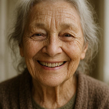 Portrait of a smiling senior woman looking at the camera at home
