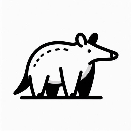 Cute cartoon bear on white background. Vector illustration in black and white colors.の写真素材