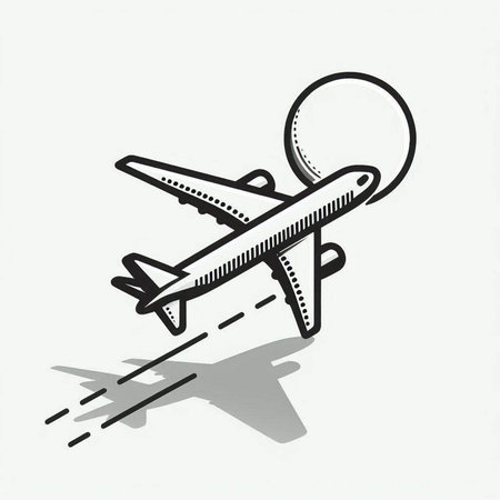 Airplane icon isolated on white background with shadow. Vector illustration.