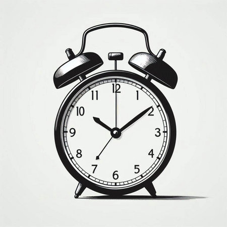 Retro alarm clock on white background. Vector illustration for your design