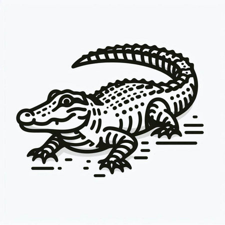 Crocodile. Vector illustration of a crocodile on a white background.の写真素材