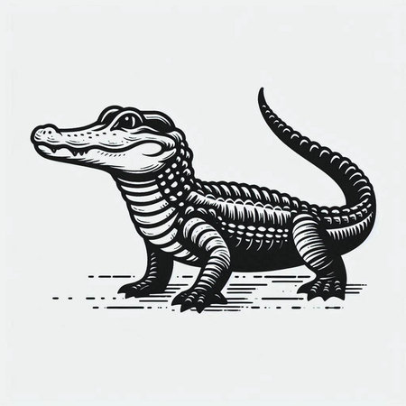 Crocodile in the style of engraving. Vector illustration.の写真素材